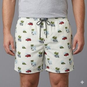 Island Haze Mens Surf Wagon Palm Tree Swim Trunks XL EUC